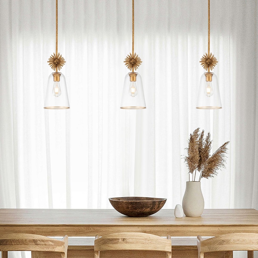 Quoizel - Lámpara colgante STARING 1xE27/40W/230V diá. 18,4 cm dorado/pátina/transparente