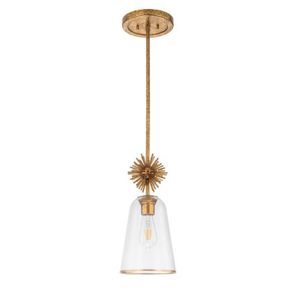Quoizel - Lámpara colgante STARING 1xE27/40W/230V diá. 18,4 cm dorado/pátina/transparente