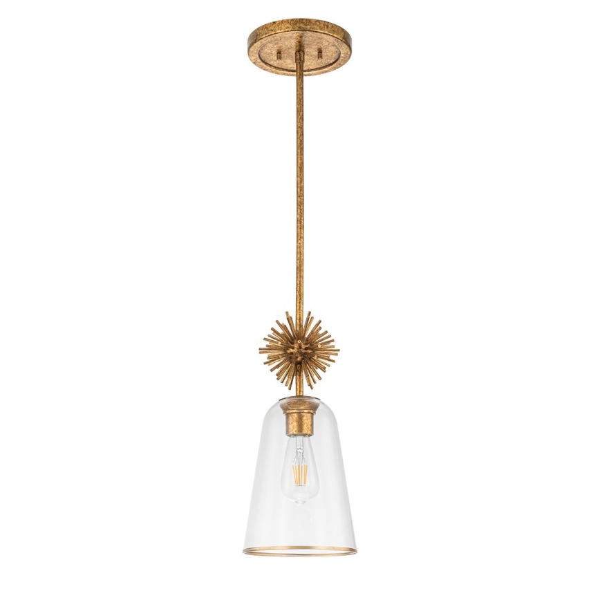 Quoizel - Lámpara colgante STARING 1xE27/40W/230V diá. 18,4 cm dorado/pátina/transparente