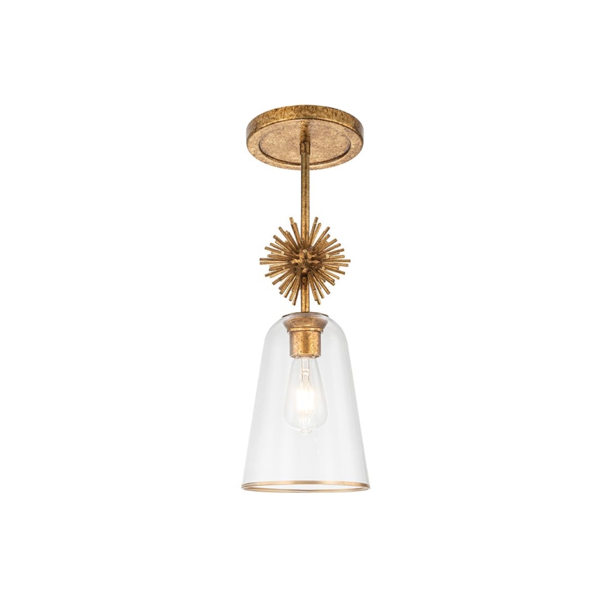 Quoizel - Lámpara colgante STARING 1xE27/40W/230V diá. 18,4 cm dorado/pátina/transparente