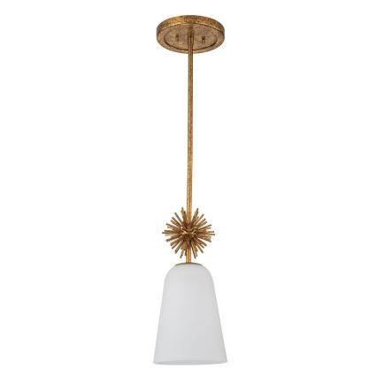 Quoizel - Lámpara colgante STARING 1xE27/40W/230V diá. 18,4 cm dorado/pátina/blanco