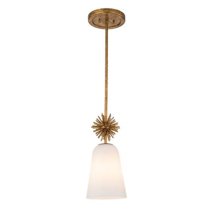 Quoizel - Lámpara colgante STARING 1xE27/40W/230V diá. 18,4 cm dorado/pátina/blanco