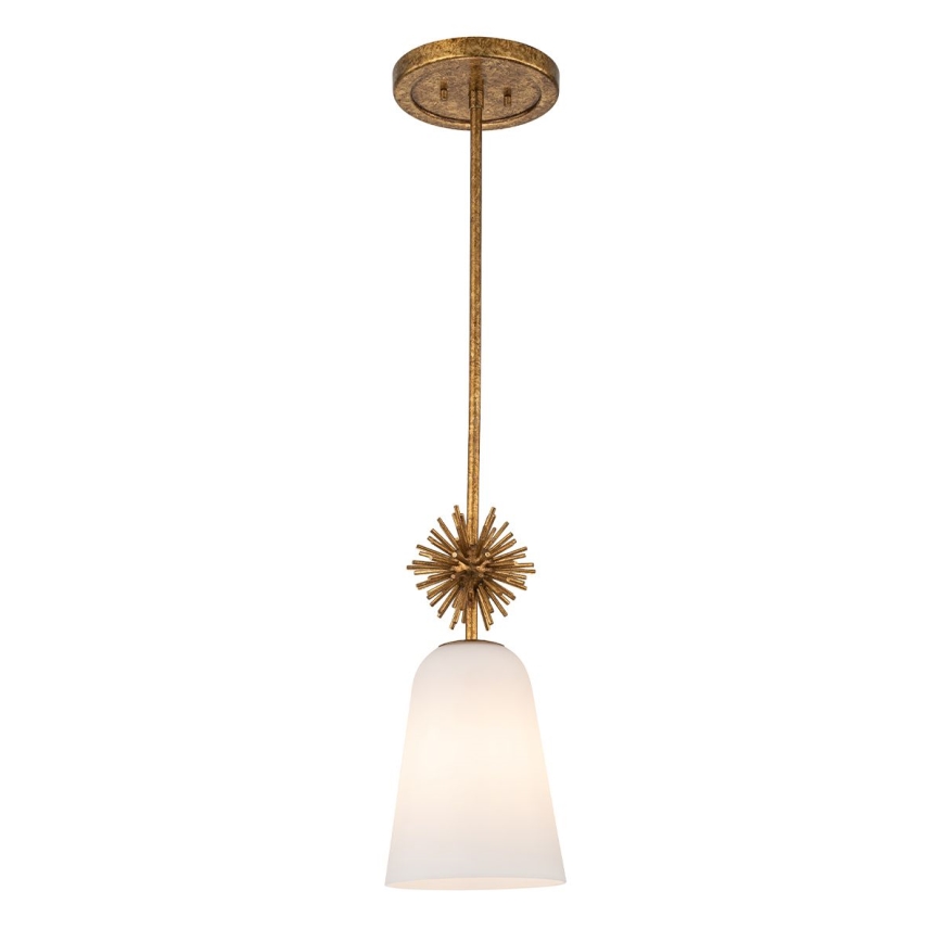 Quoizel - Lámpara colgante STARING 1xE27/40W/230V diá. 18,4 cm dorado/pátina/blanco