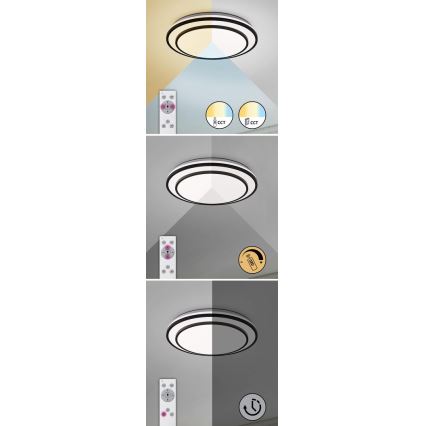 Rabalux - Plafón LED regulable LED/40W/230V 3000-6500K, negro, diámetro 49 cm + mando a distancia