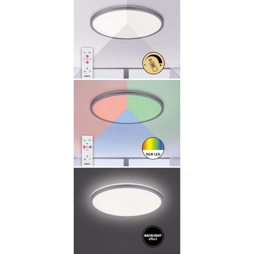 Rabalux - Plafón LED RGB regulable LED/22W/230V Wi-Fi Tuya + control remoto 42x42 cm