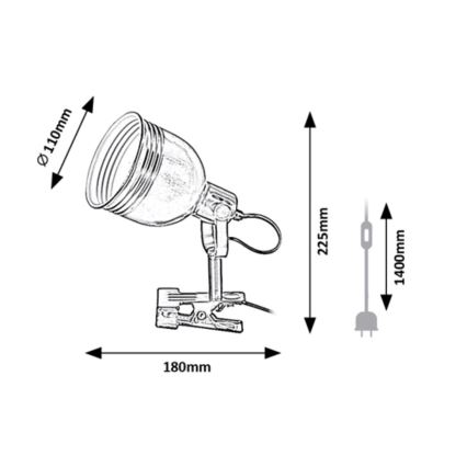 Rabalux - Foco con clip 1xE14/25W/230V negro