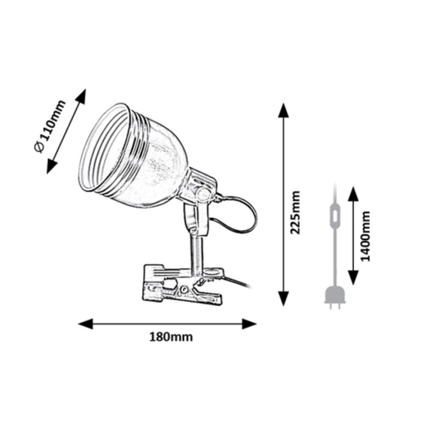 Rabalux - Foco con clip 1xE14/25W/230V negro