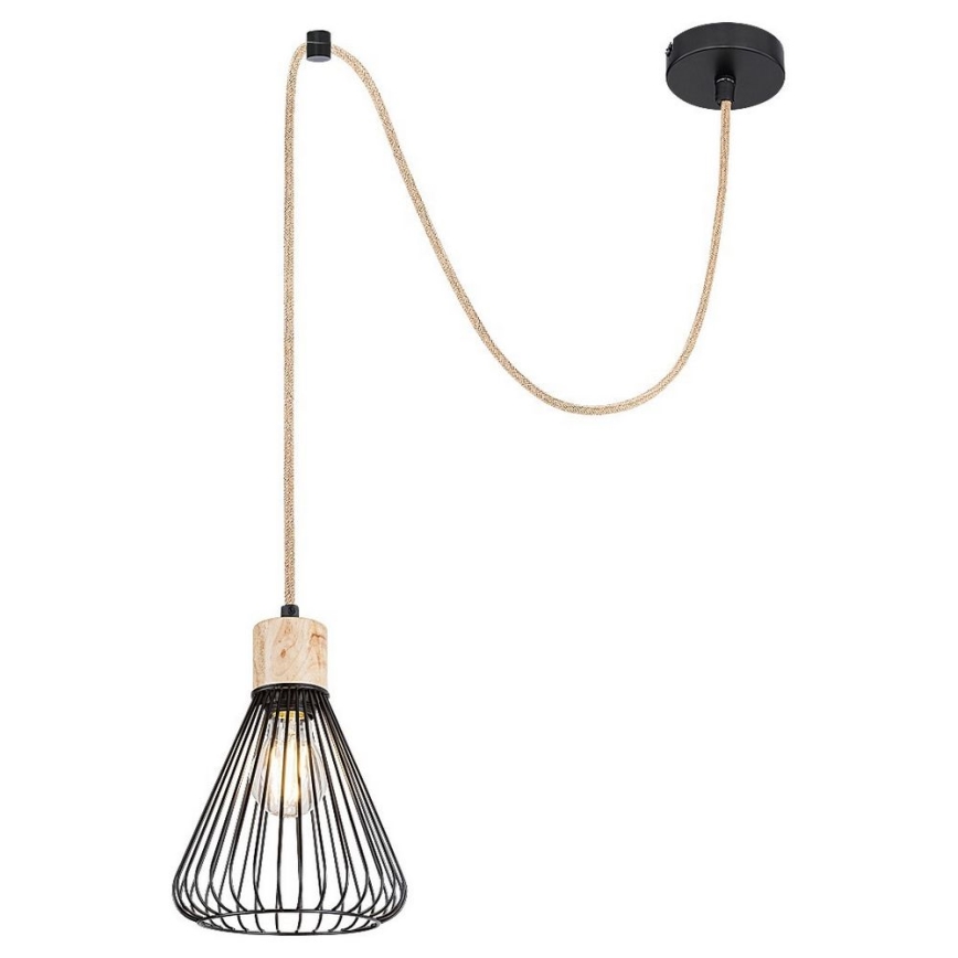 Rabalux - Lámpara colgante con cable 1xE27/40W/230V negro/haya