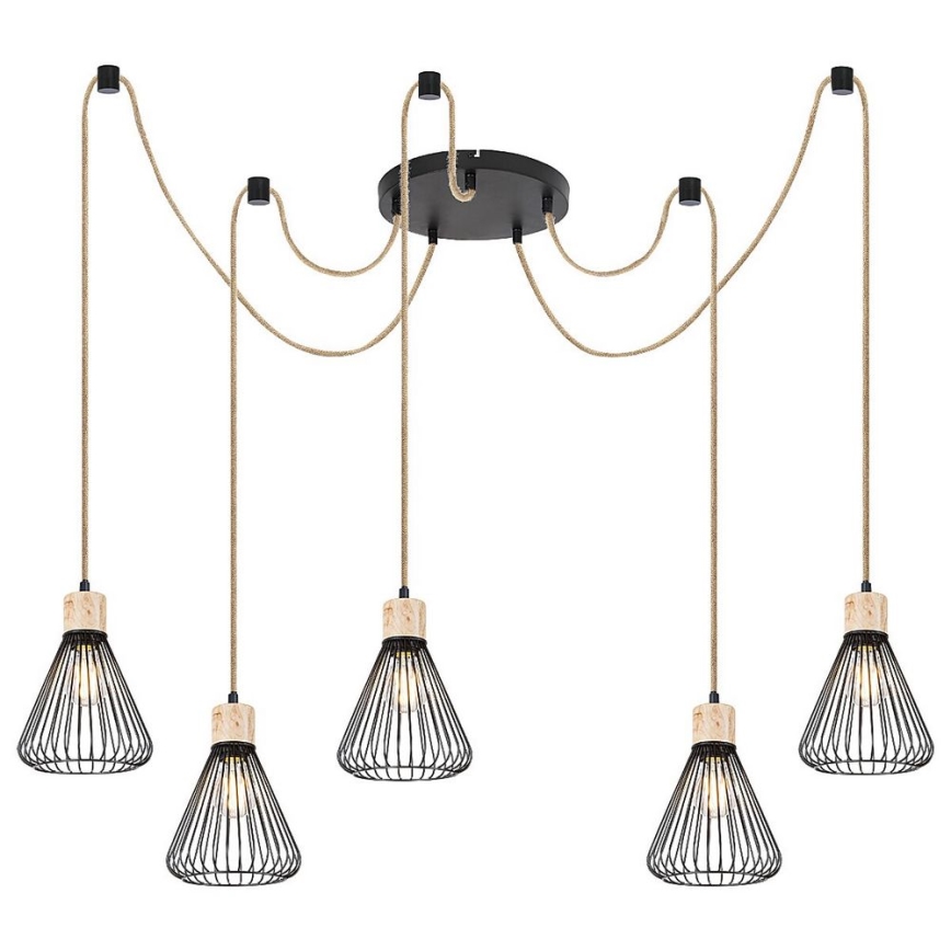Rabalux - Lámpara colgante 5xE27/40W/230V araña negro/haya