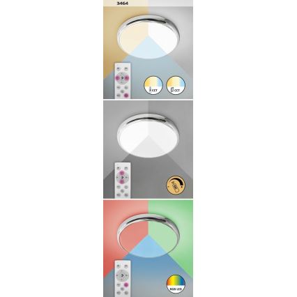 Rabalux - LED RGB Plafón regulable para el baño LED/18W/230V diá. 30 cm 3000-6500K IP44 + control remoto