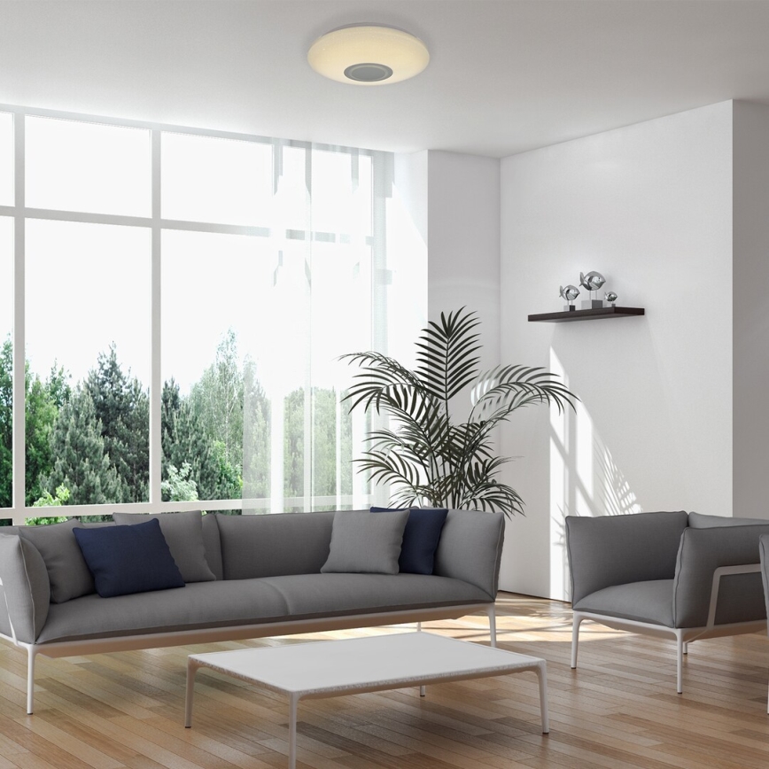 Rabalux - Lámpara de techo LED RGB regulable con altavoz LED/24W/230V Wi‑Fi Tuya + mando a distancia Ø 40 cm