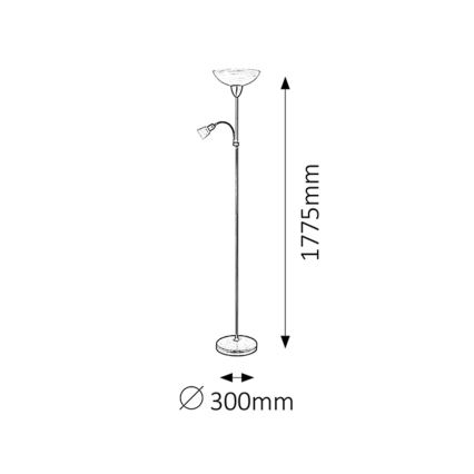Rabalux - Lámpara de pie PEARL CLASSIC 1xE27/60W+1xE14/40W