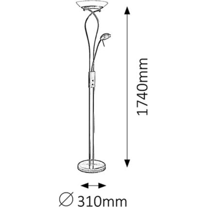 Rabalux - Lámpara de pie regulable 1xR7s/230W + 1xG9/40W