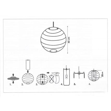 Rabalux 4632 - Pantalla para lámpara de araña infantil CATHY E27 diá. 40 cm