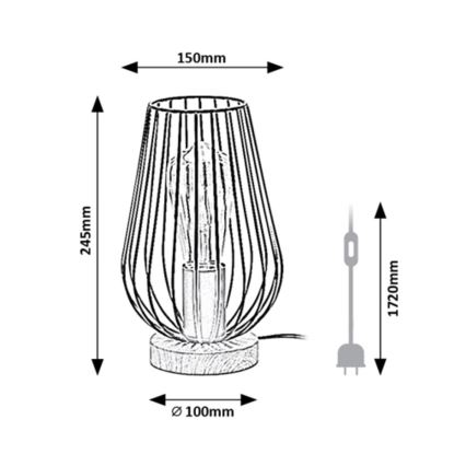 Rabalux - Lámpara de mesa 1xE27/40W/230V negro
