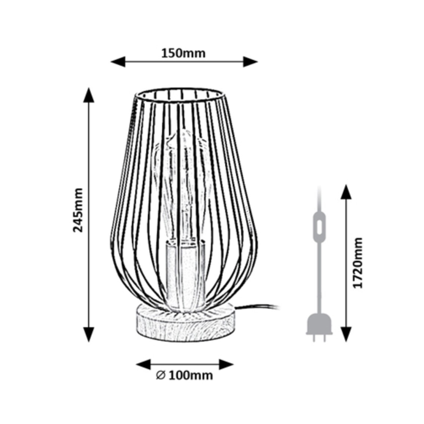 Rabalux - Lámpara de mesa 1xE27/40W/230V negro