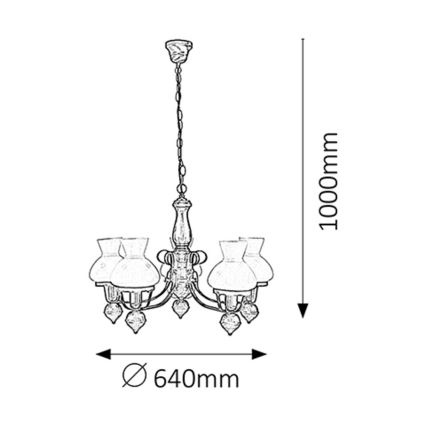 Rabalux - Lámpara colgante con cadena 5xE27/60W/230V nogal
