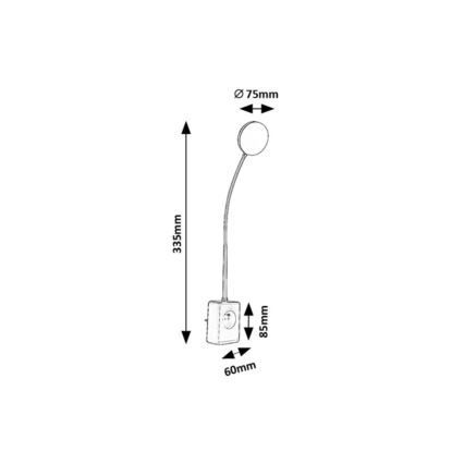 Rabalux - Lámpara de pared LED regulable LED/4W/230V con puerto USB para conectar a la toma de corriente negra