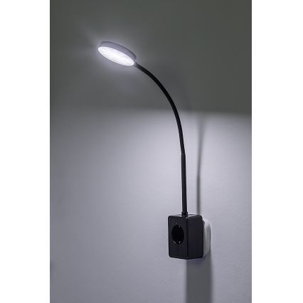 Rabalux - Lámpara de pared LED regulable 4W/230V con puerto USB para conectar a la toma de corriente, negra