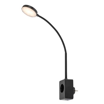 Rabalux - Lámpara de pared LED regulable 4W/230V con puerto USB para conectar a la toma de corriente, negra