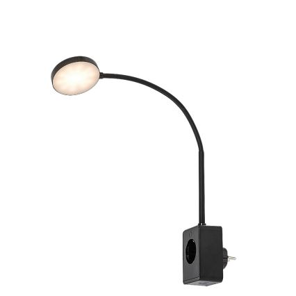Rabalux - Lámpara de pared LED regulable 4W/230V con puerto USB para conectar a la toma de corriente, negra