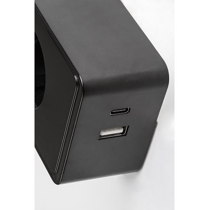 Rabalux - Lámpara de pared LED regulable 4W/230V con puerto USB para conectar a la toma de corriente, negra