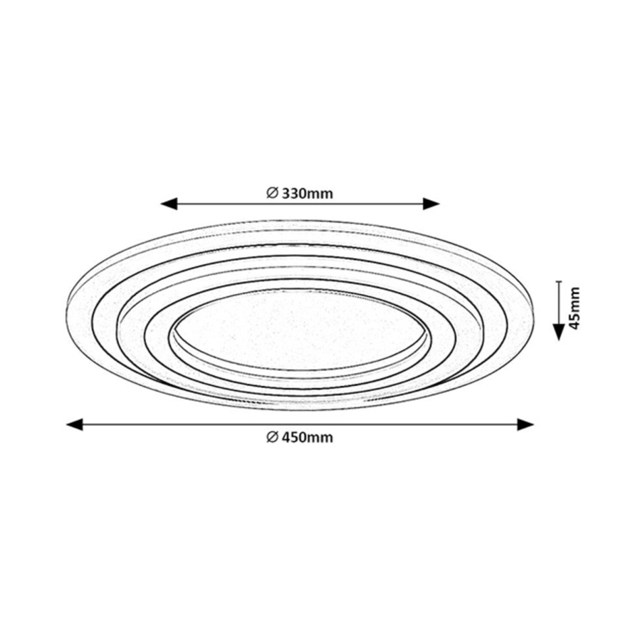 Rabalux - Plafón LED regulable LED/56W/230V 3000/4000/6000K cromo mate/negro + mando a distancia Ø 45 cm