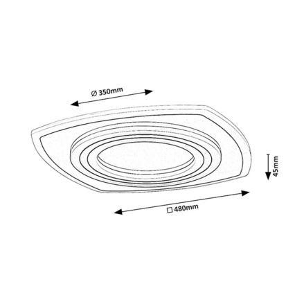 Rabalux - Lámpara de techo LED regulable LED/60W/230V 3000/4000/6000K cromo mate/negro + mando a distancia 48x48 cm
