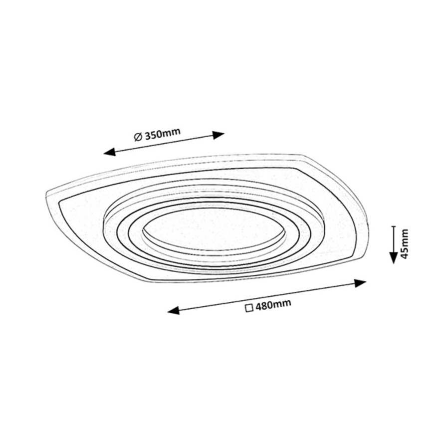 Rabalux - Lámpara de techo LED regulable LED/60W/230V 3000/4000/6000K cromo mate/negro + mando a distancia 48x48 cm