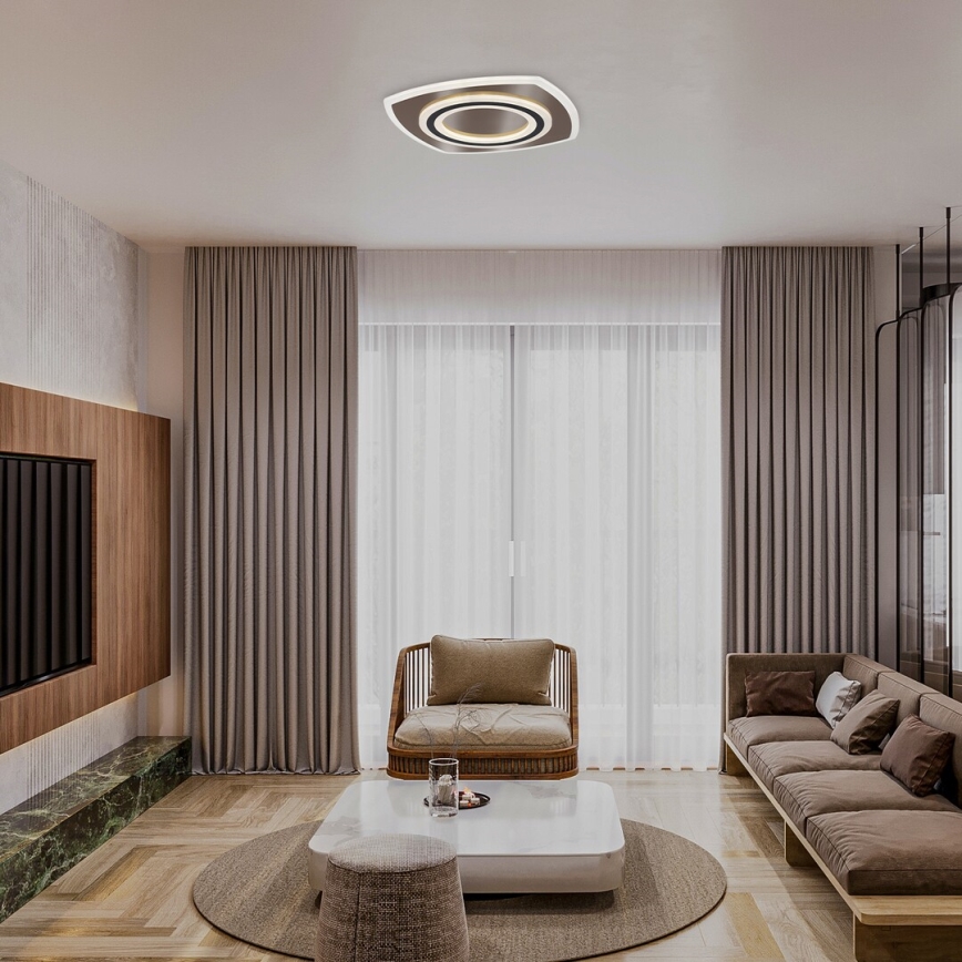 Rabalux - Plafón LED regulable LED/60W/230V 3000/4000/6000K cromo mate/negro + control remoto