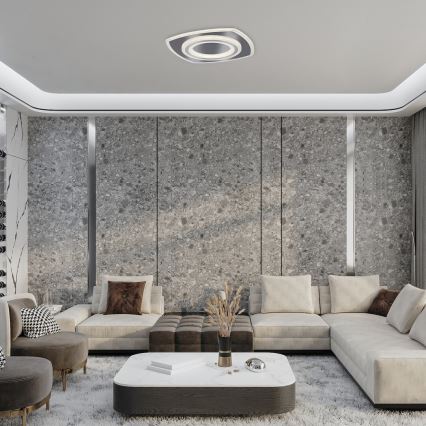 Rabalux - Plafón de techo LED regulable, 60W/230V, 3000/4000/6000K, cromo mate, con mando a distancia, 48x48 cm