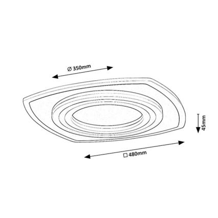 Rabalux - Plafón de techo LED regulable, 60W/230V, 3000/4000/6000K, cromo mate, con mando a distancia, 48x48 cm