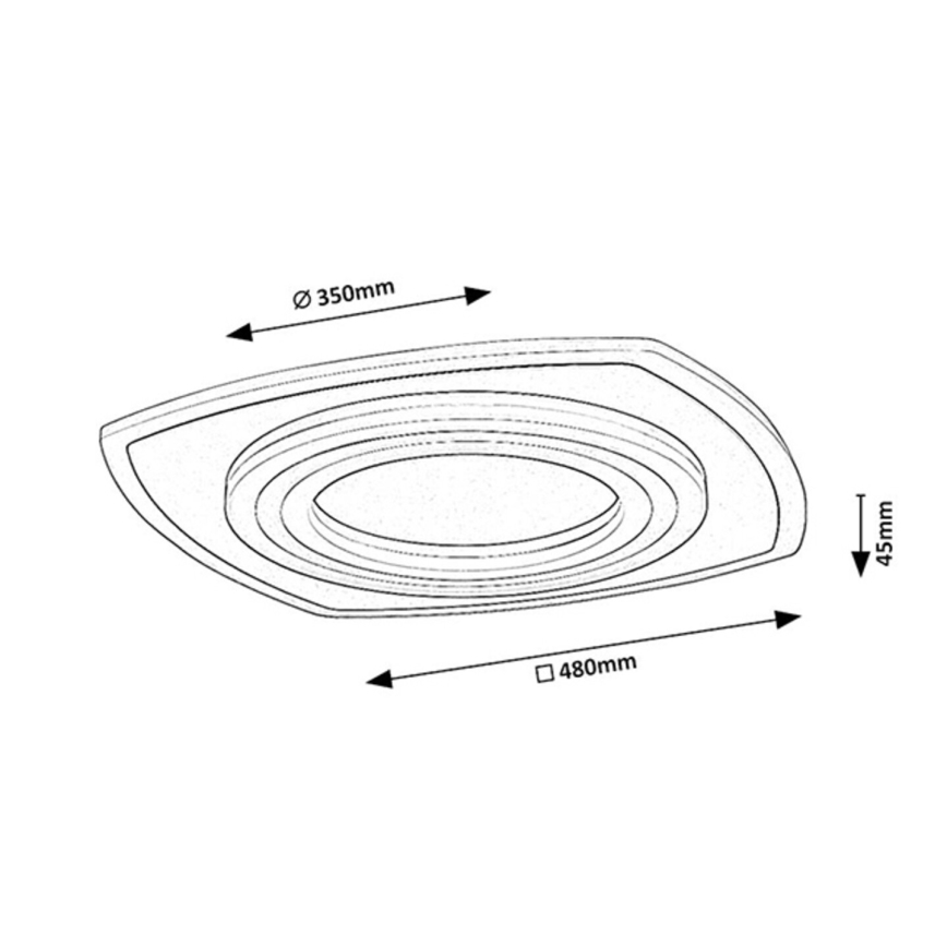 Rabalux - Plafón de techo LED regulable, 60W/230V, 3000/4000/6000K, cromo mate, con mando a distancia, 48x48 cm