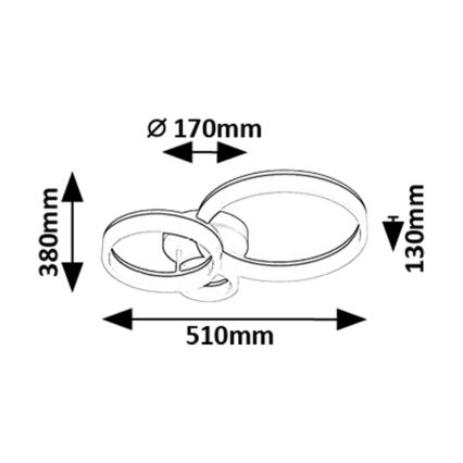 Rabalux - Plafón LED LED/24W/230V 3000/4000/6500K negro 38x51 cm