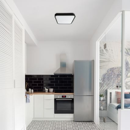 Rabalux - Luz de techo LED regulable para baño LED/36W/230V 3000-6000K IP44 42x42 cm negro + control remoto