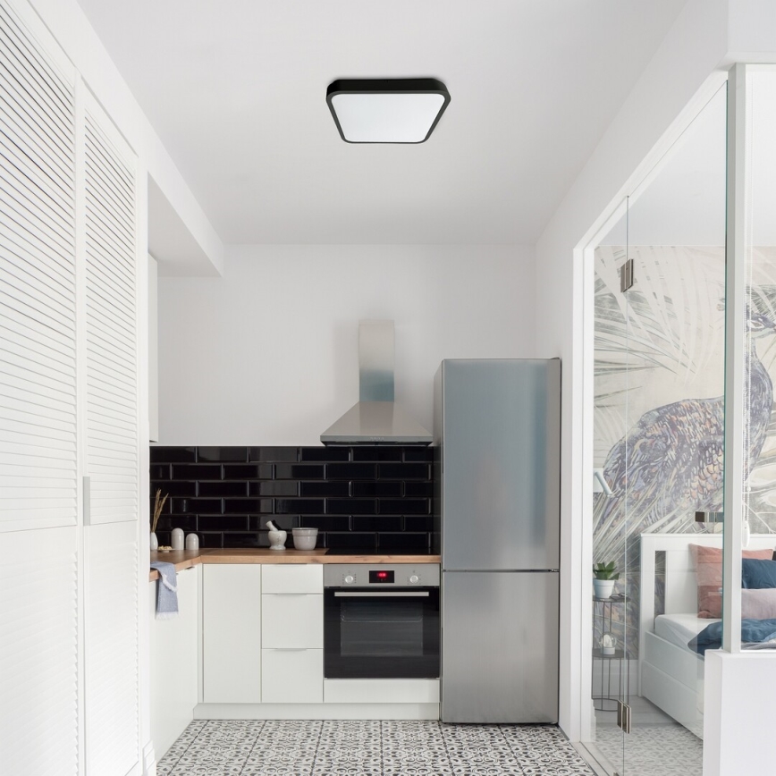 Rabalux - Luz de techo LED regulable para baño LED/36W/230V 3000-6000K IP44 42x42 cm negro + control remoto