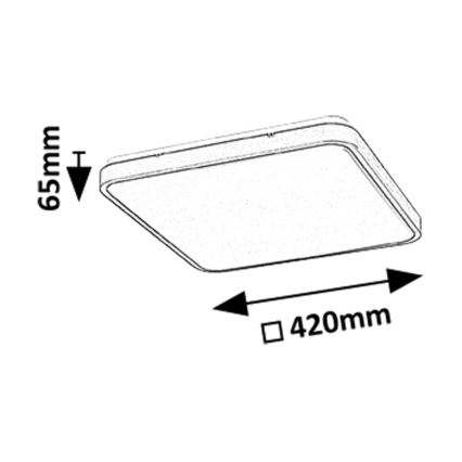 Rabalux - Luz de techo LED regulable para baño LED/36W/230V 3000-6000K IP44 42x42 cm negro + control remoto