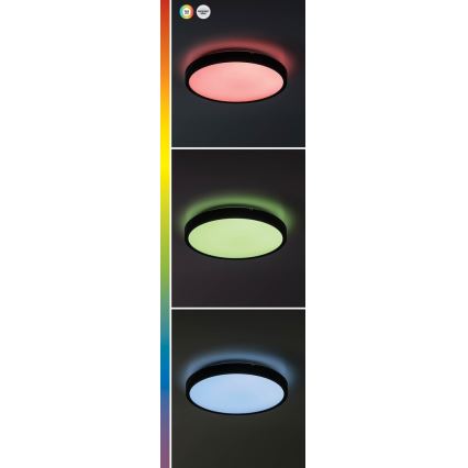 Rabalux - Plafón de baño LED RGB regulable, 36 W, 230 V, 3000-6000 K Wi-Fi Tuya IP44 42 cm color negro
