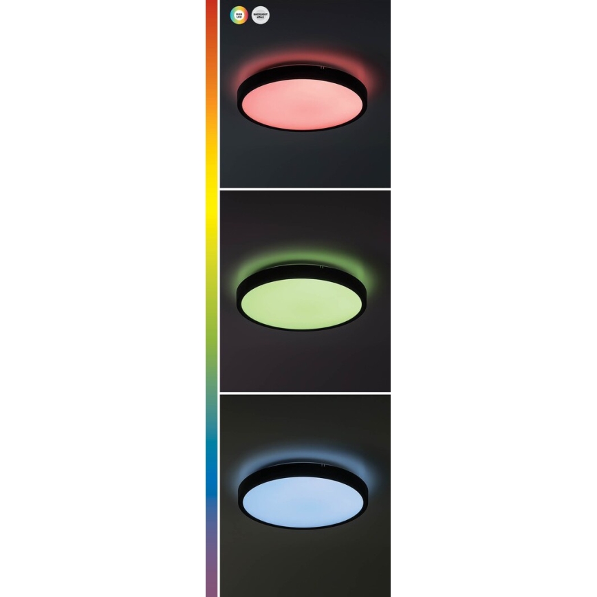 Rabalux - Plafón de baño LED RGB regulable, 36 W, 230 V, 3000-6000 K Wi-Fi Tuya IP44 42 cm color negro