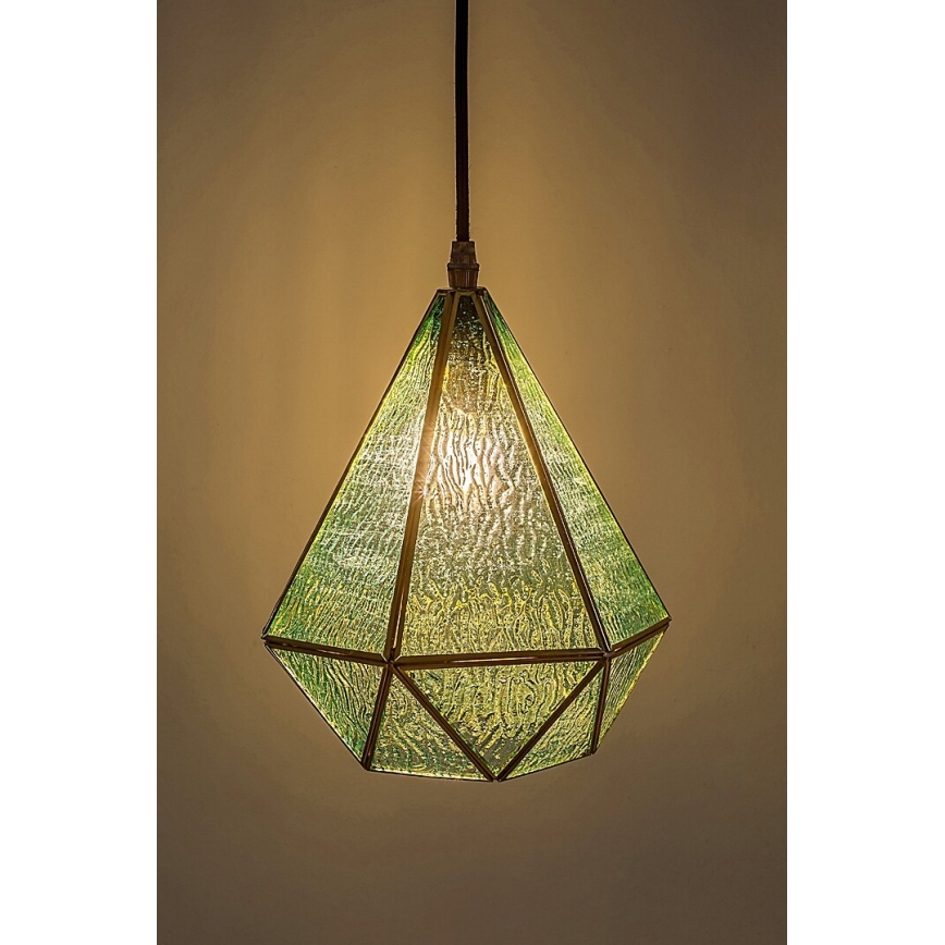 Rabalux - Lámpara de araña de cristal Tiffany en una cadena 1xE14/40W/230V azul/dorado