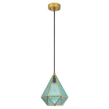 Rabalux - Lámpara de araña de cristal Tiffany en una cadena 1xE14/40W/230V azul/dorado