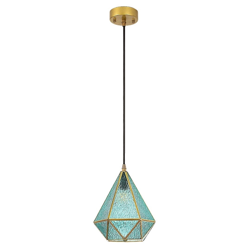 Rabalux - Lámpara de araña de cristal Tiffany en una cadena 1xE14/40W/230V azul/dorado