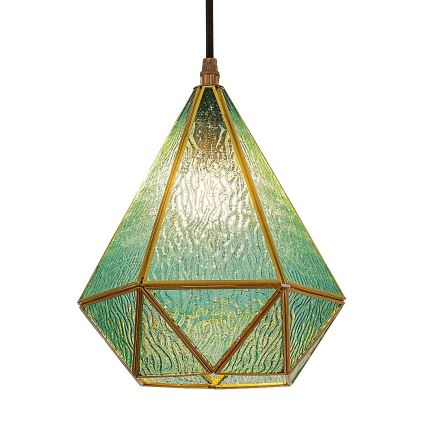 Rabalux - Lámpara de araña de cristal Tiffany en una cadena 1xE14/40W/230V azul/dorado