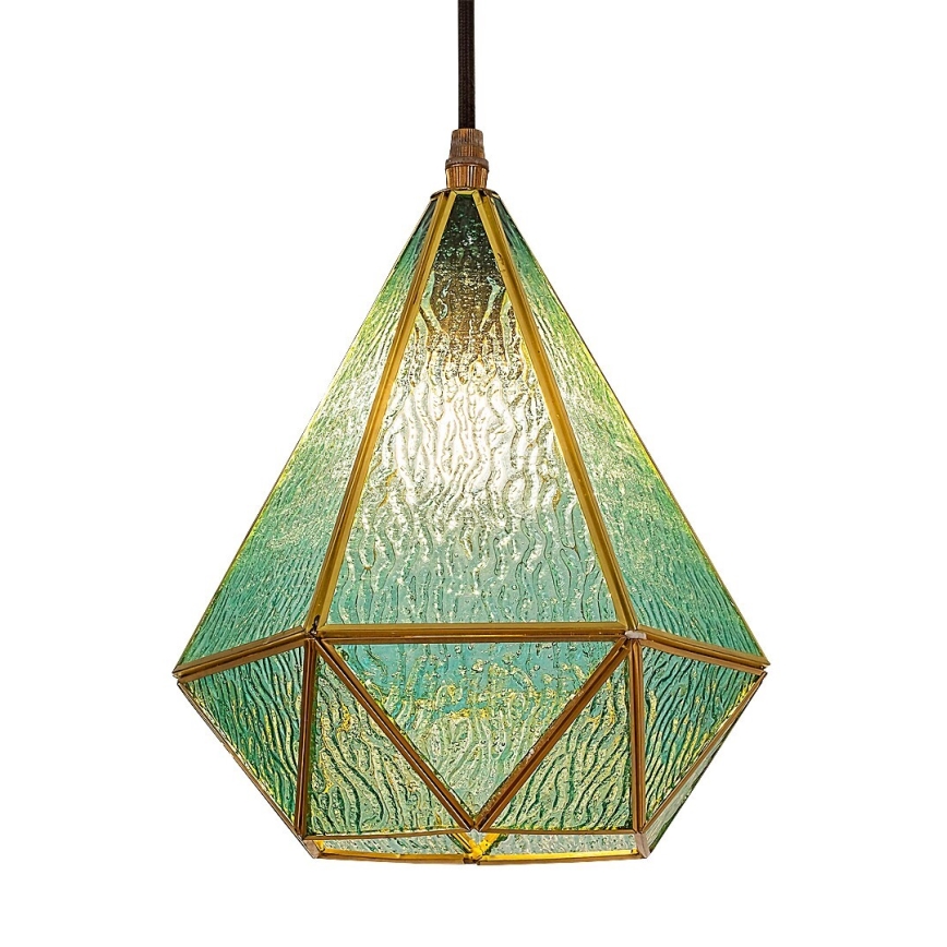 Rabalux - Lámpara de araña de cristal Tiffany en una cadena 1xE14/40W/230V azul/dorado