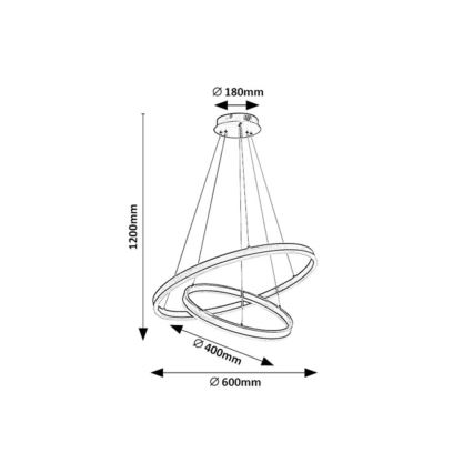 Rabalux - Lámpara colgante LED regulable con cable LED/80W/230V 3000-6500K + mando a distancia