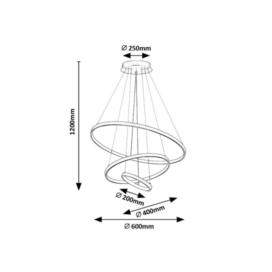 Rabalux - Lámpara colgante LED regulable con cable LED/90W/230V 3000-6500K + mando a distancia