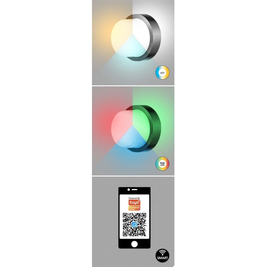 Rabalux - LED RGBW Aplique de exterior regulable LED/10W/230V IP54 Wi-Fi Tuya