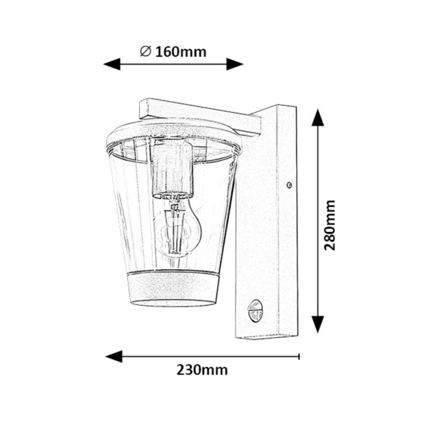 Rabalux - Aplique de exterior con sensor de movimiento 1xE27/40W/230V IP44
