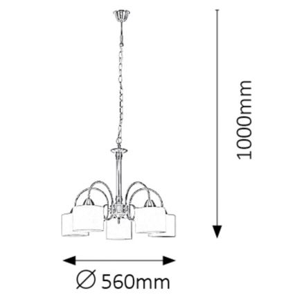 Rabalux 7276 - Lámpara colgante EDITH 5xE27/60W/230V bronce