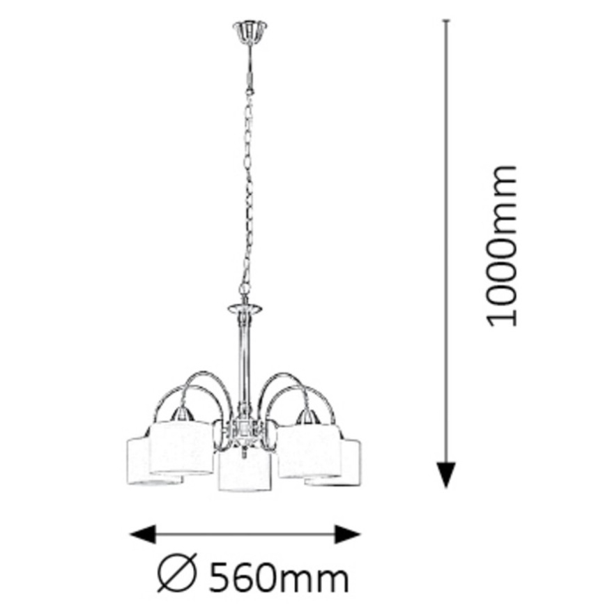 Rabalux 7276 - Lámpara colgante EDITH 5xE27/60W/230V bronce